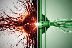 Netzteilisolierung, die zeigt, wie chaotischer Strom in eine stabile Ausgangsleistung umgewandelt wird, als Symbol für die Betriebs- und Prüfspannung.